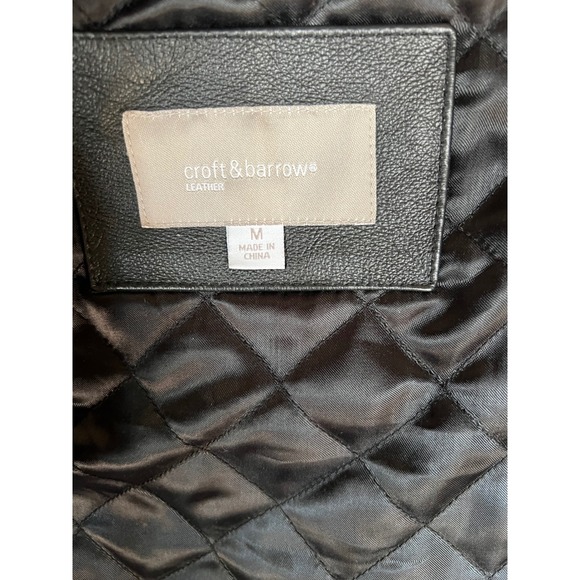 VTG Croft & Barrow Black Leather Faux Fur Hood Winter Parka Jacket Womens Medium - Picture 5 of 9